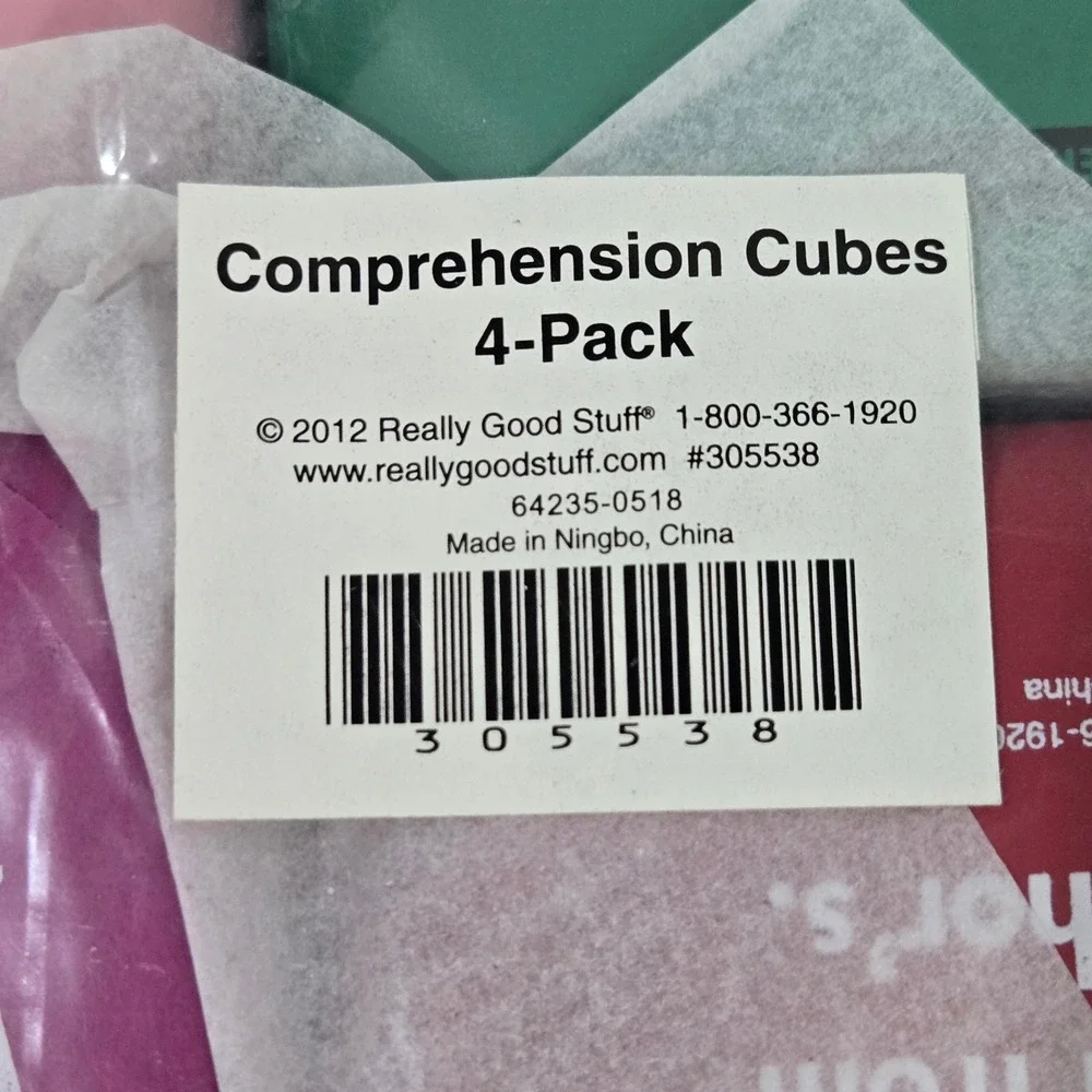 Really Good Stuff Comprehension Cubes 4-Pack Educational Foam Dice Grades 2-3